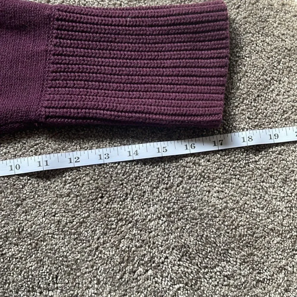 Athleta Kinsley Wool Blend Sweater Crop V Neck Purple Knit Top Size Large